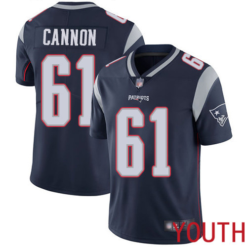 New England Patriots Football #61 Vapor Limited Navy Blue Youth Marcus Cannon Home NFL Jersey